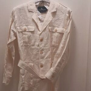 Ralph Lauren Purple Label 100% Linen White Jacket With Belt *4, Made In USA.